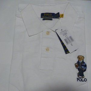 NWT POLO RALPH LAUREN TEDDY BEAR CUSTOM FIT POLO - WHITE - XL